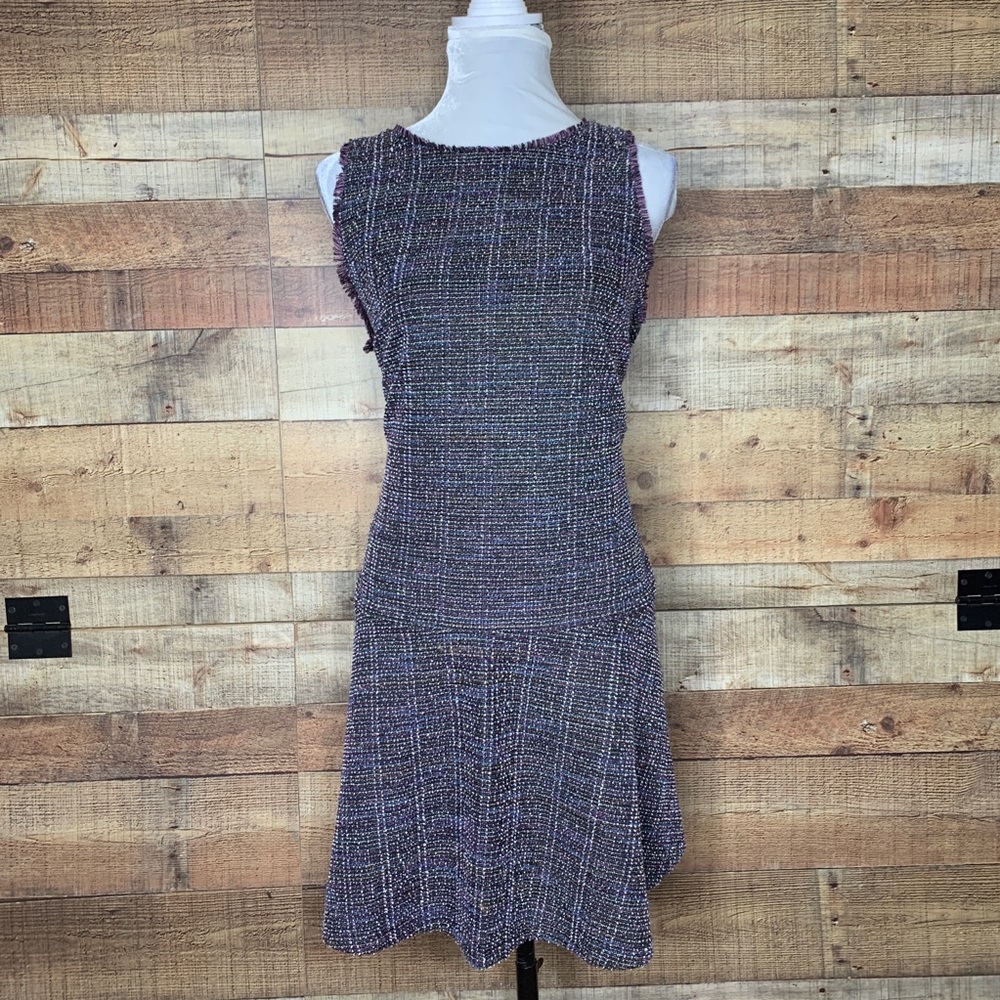 Loft Knit Purple Multi-Color Sleeveless Dress L